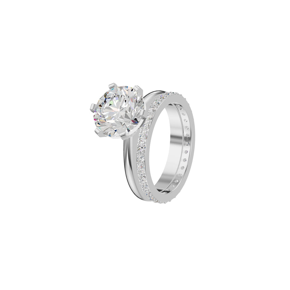 Brilliant Round Solitaire Dual Band Diamond Cocktail Ring
