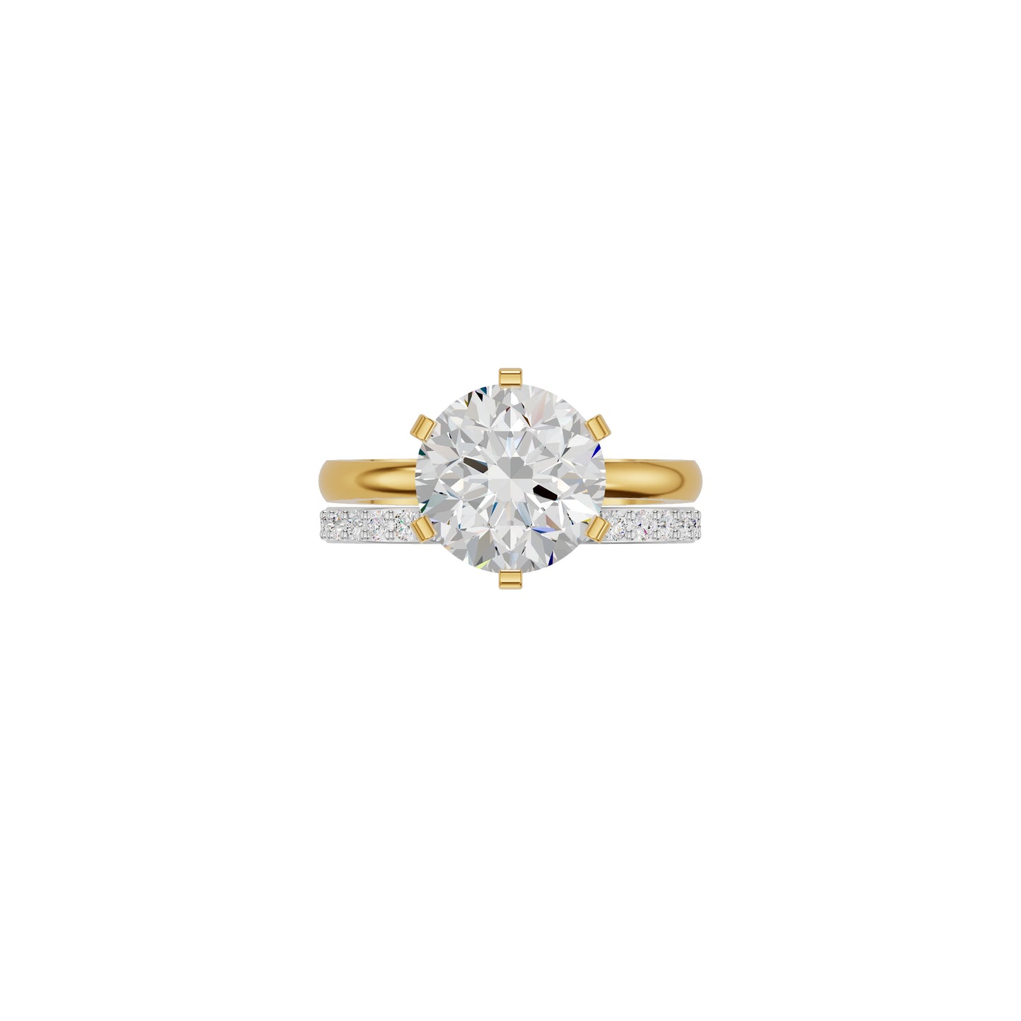 Brilliant Round Solitaire Dual Band Diamond Cocktail Ring