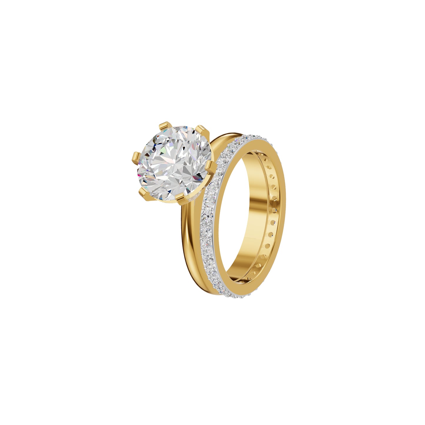 Brilliant Round Solitaire Dual Band Diamond Cocktail Ring