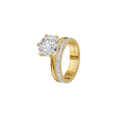 Brilliant Round Solitaire Dual Band Diamond Cocktail Ring
