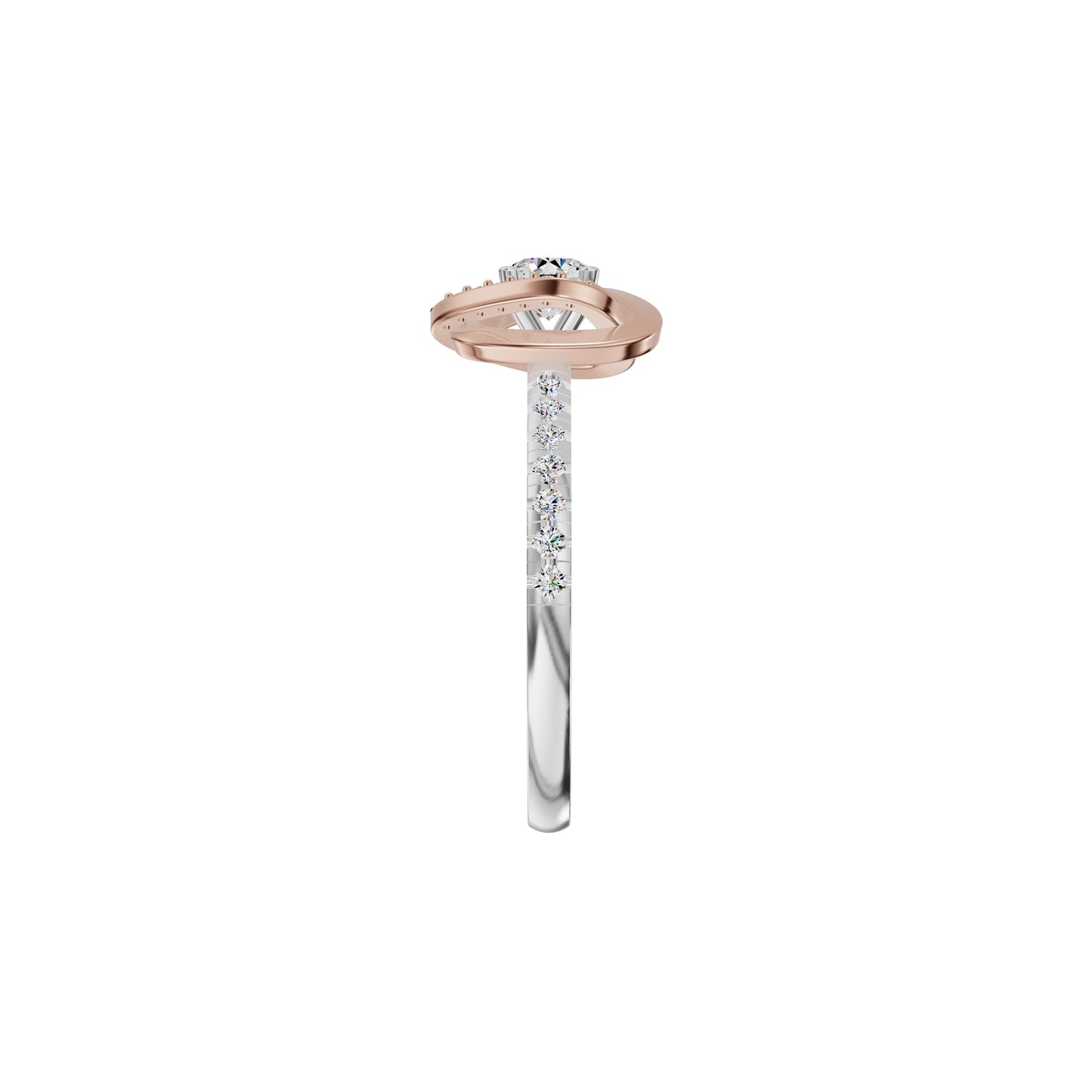 Spiral Vortex Diamond Ring 18 KT / White Gold / 18