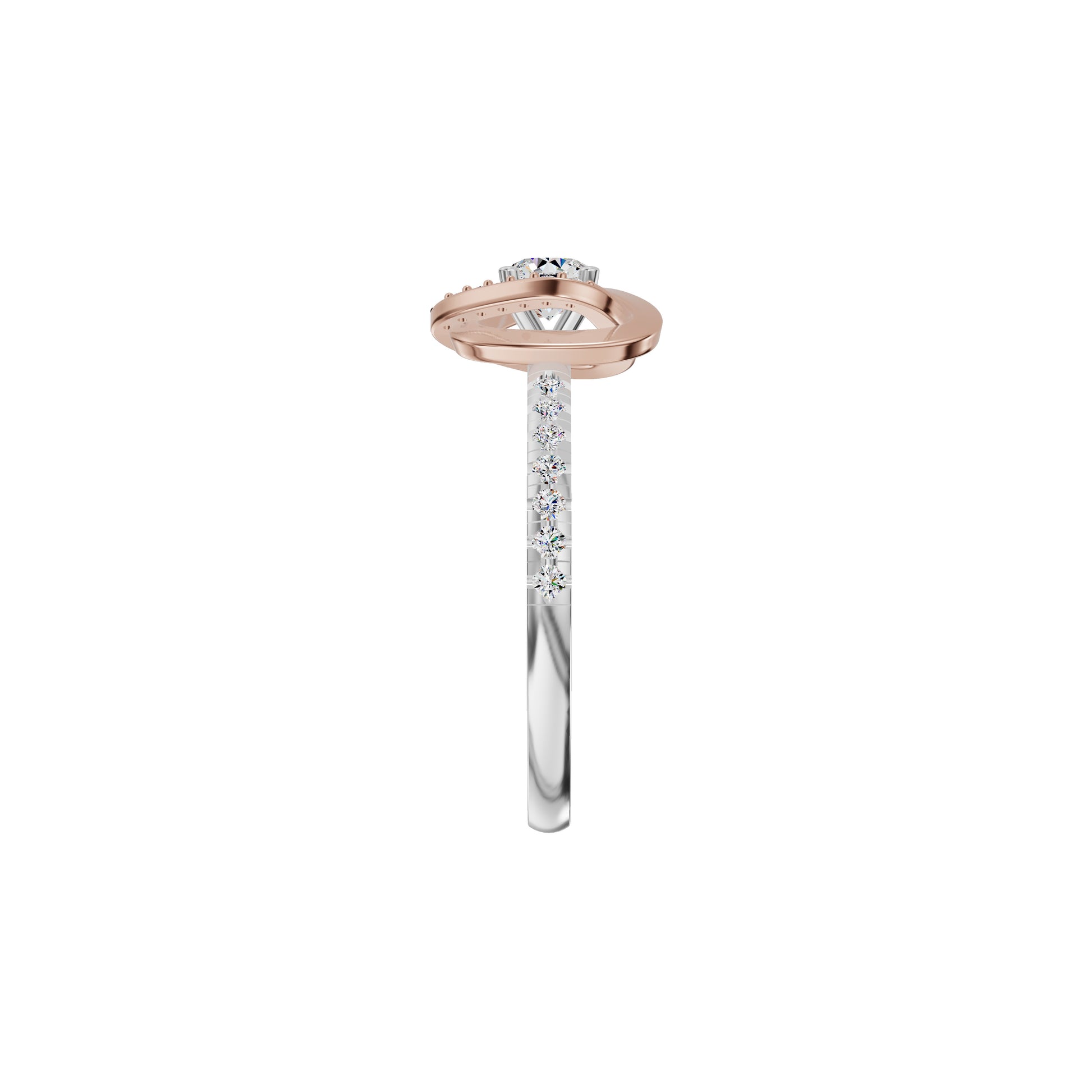 Spiral Vortex Diamond Ring 18 KT / White Gold / 18