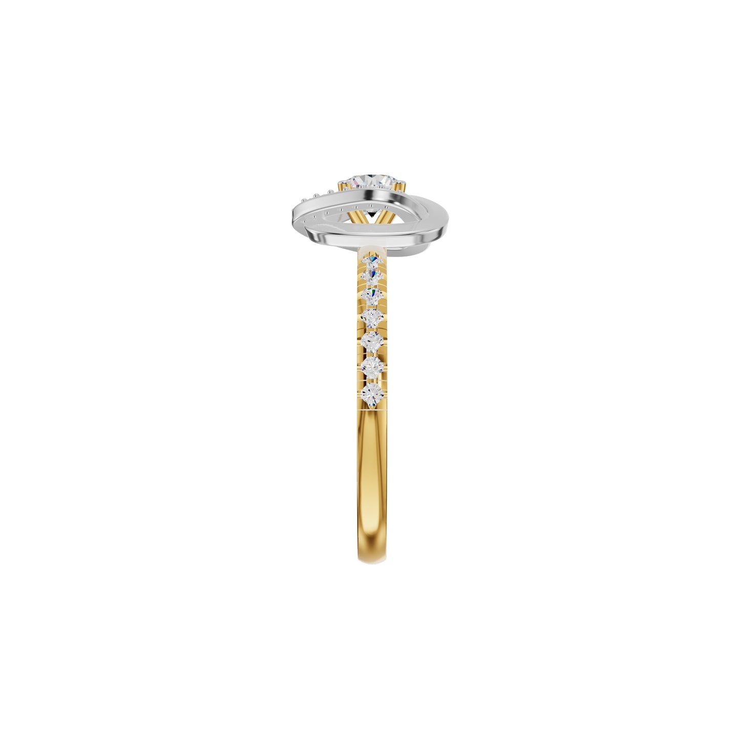 Spiral Vortex Diamond Ring 18 KT / Yellow Gold / 18