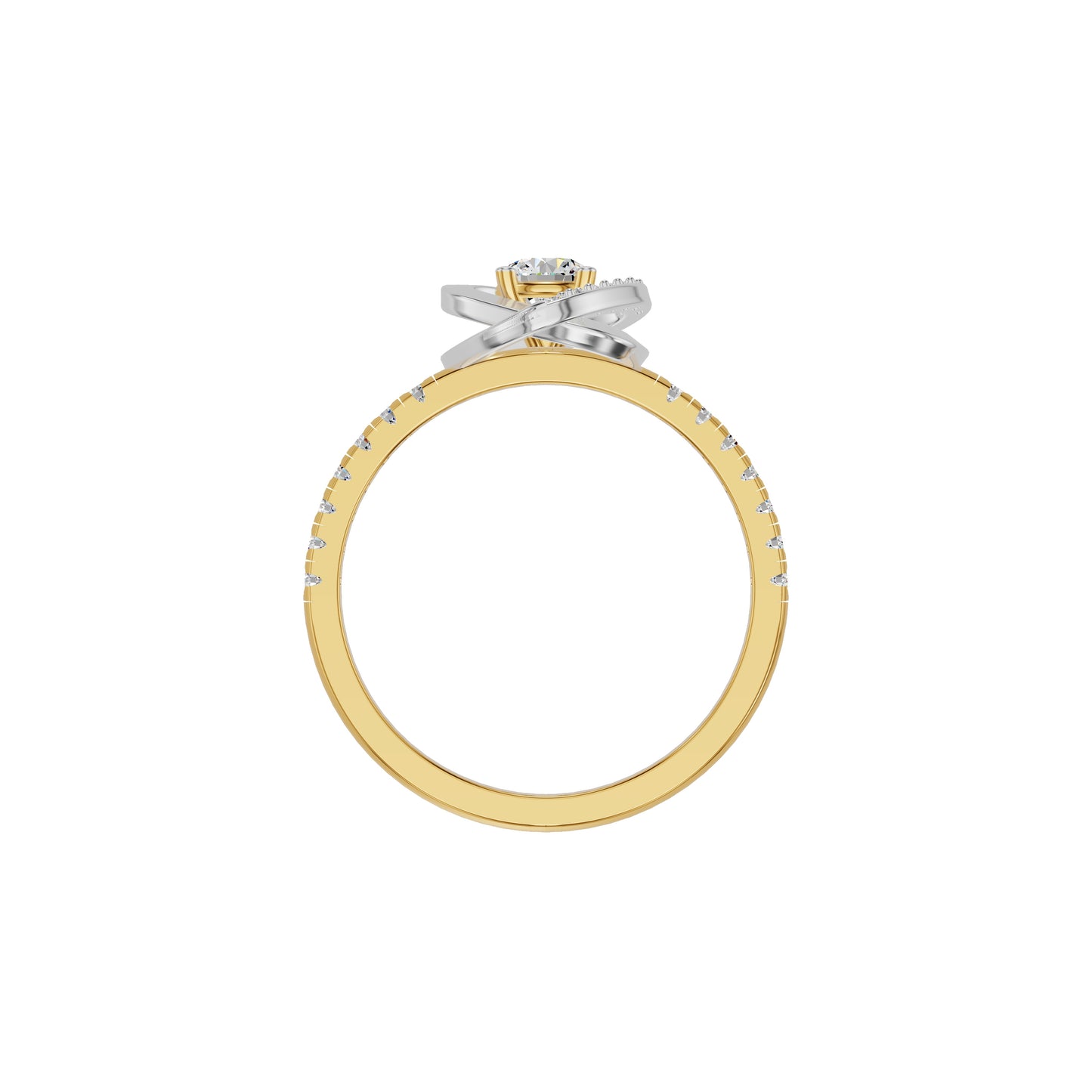 Spiral Vortex Diamond Ring 18 KT / Yellow Gold / 18