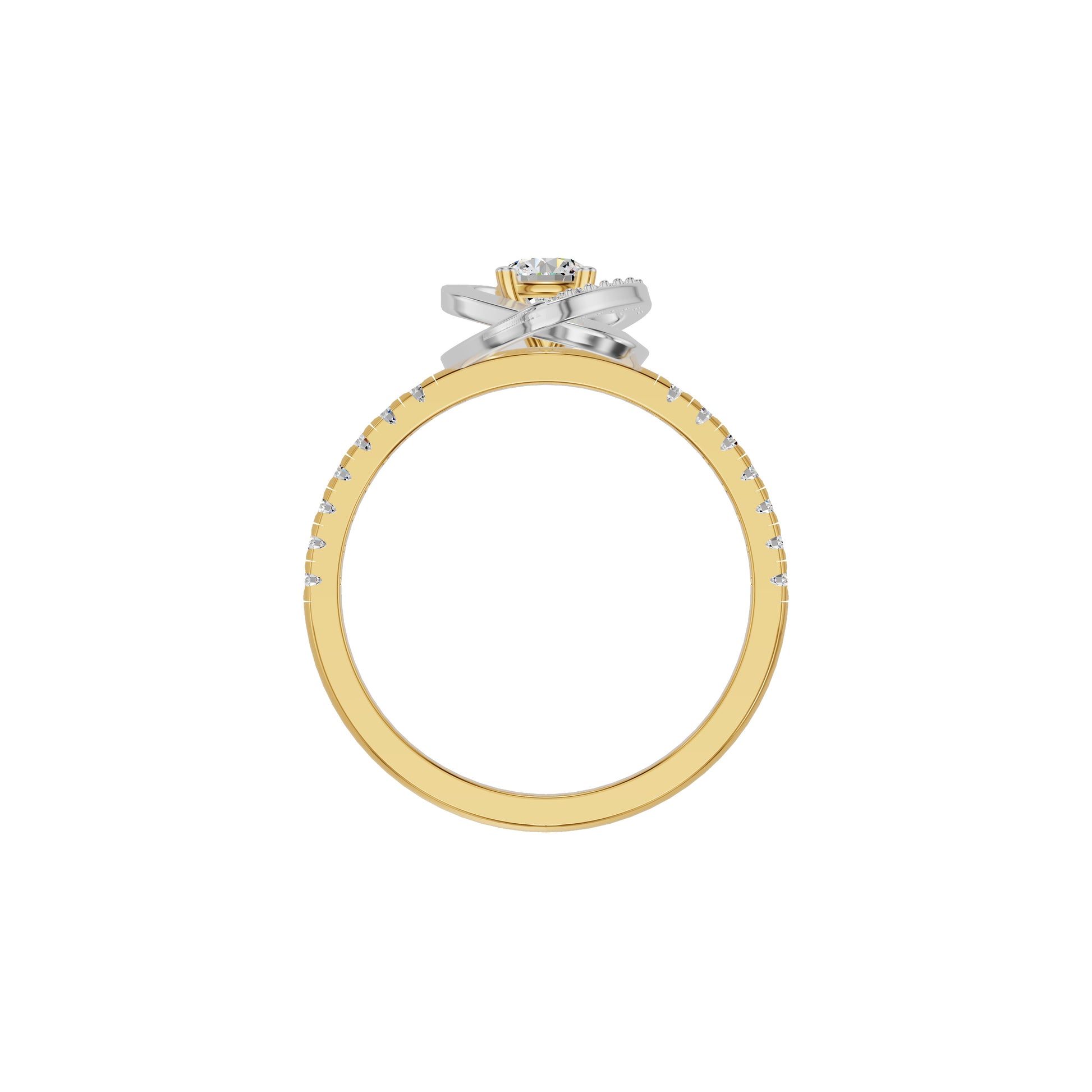 Spiral Vortex Diamond Ring 18 KT / Yellow Gold / 18
