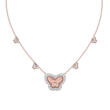 Golden Butterfly Fashion Diamond Necklace 18 KT / Rose Gold
