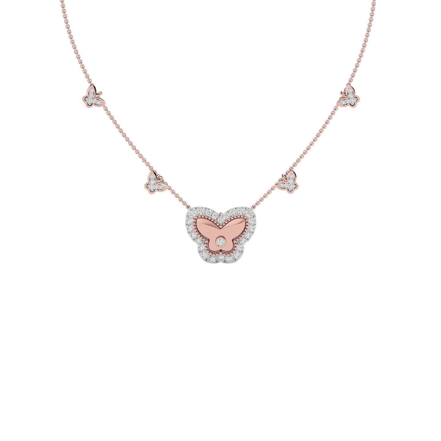Golden Butterfly Fashion Diamond Necklace