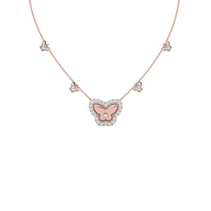 Golden Butterfly Fashion Diamond Necklace
