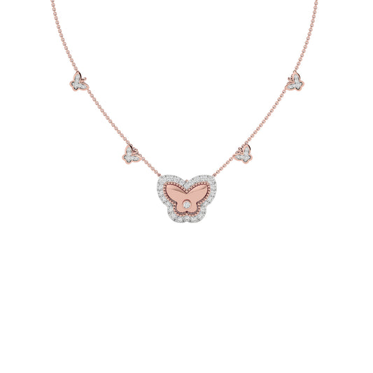 Golden Butterfly Fashion Diamond Necklace