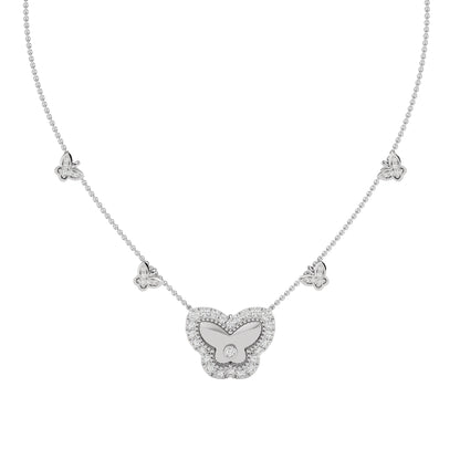 Golden Butterfly Fashion Diamond Necklace 18 KT / White Gold