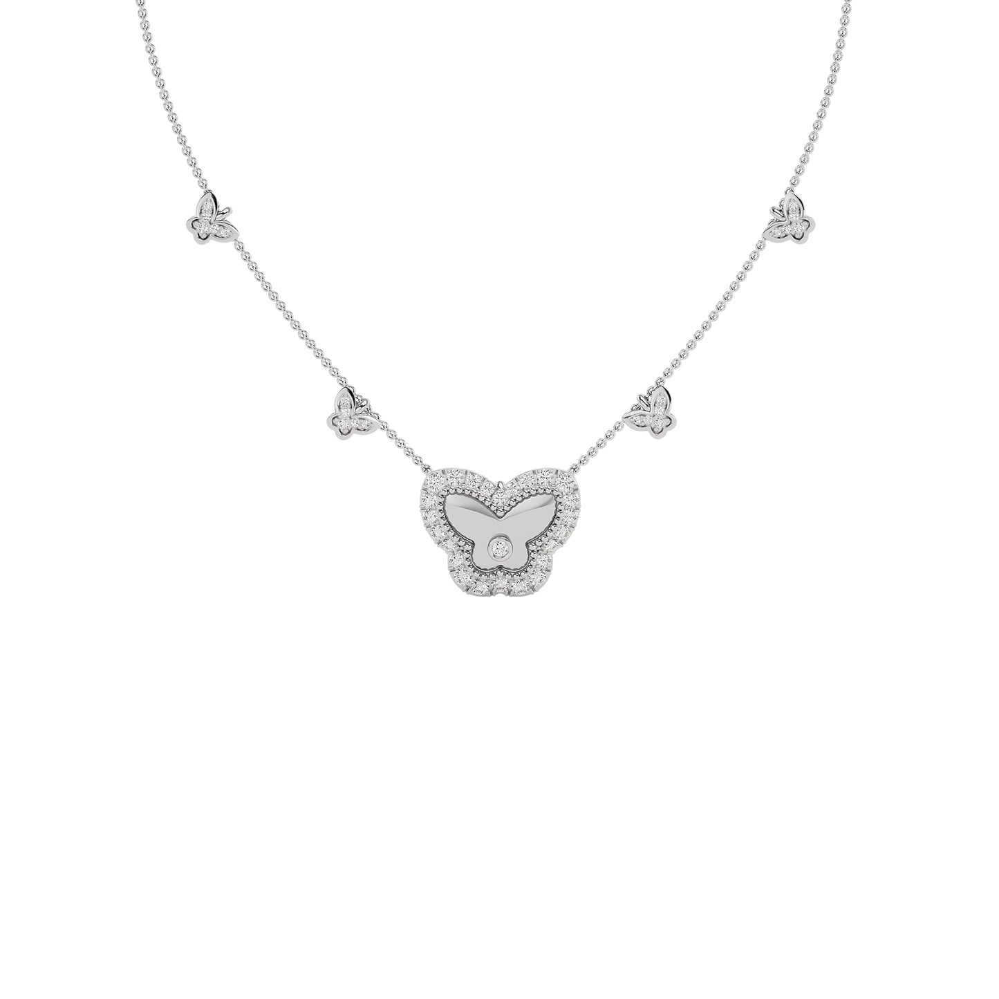 Golden Butterfly Fashion Diamond Necklace