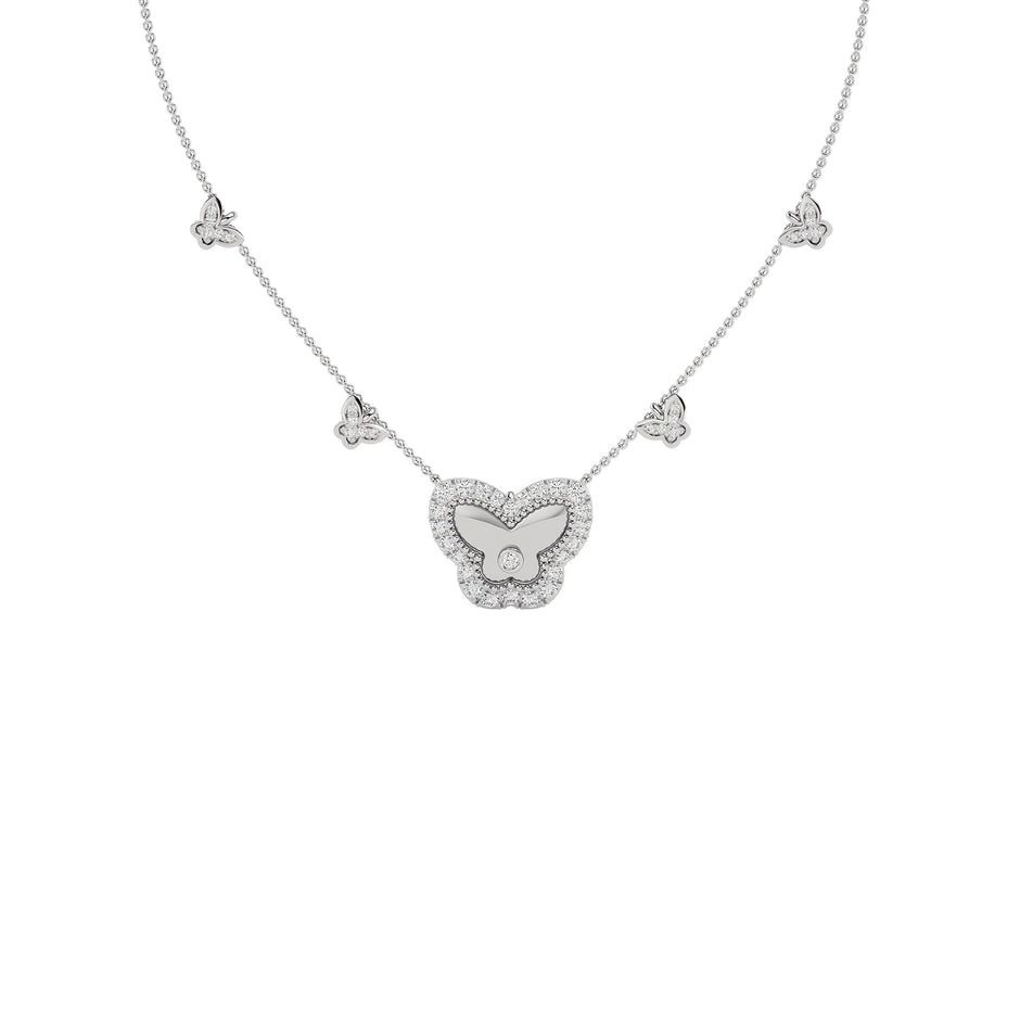 Golden Butterfly Fashion Diamond Necklace