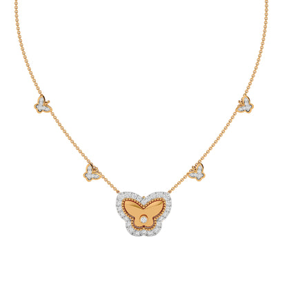 Golden Butterfly Fashion Diamond Necklace 18 KT / Yellow Gold