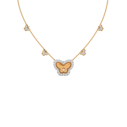 Golden Butterfly Fashion Diamond Necklace