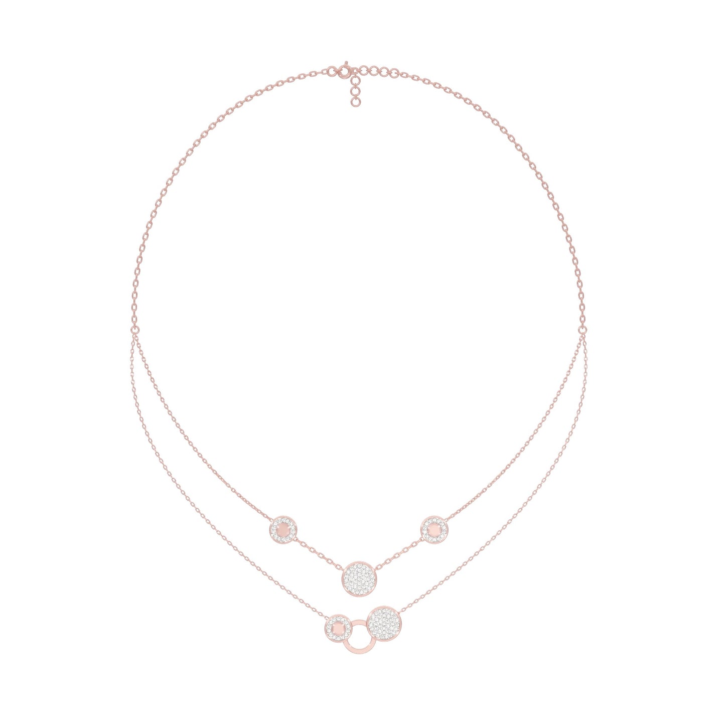 Soft Circular Motifs DIamond Necklace 18 KT / Rose Gold