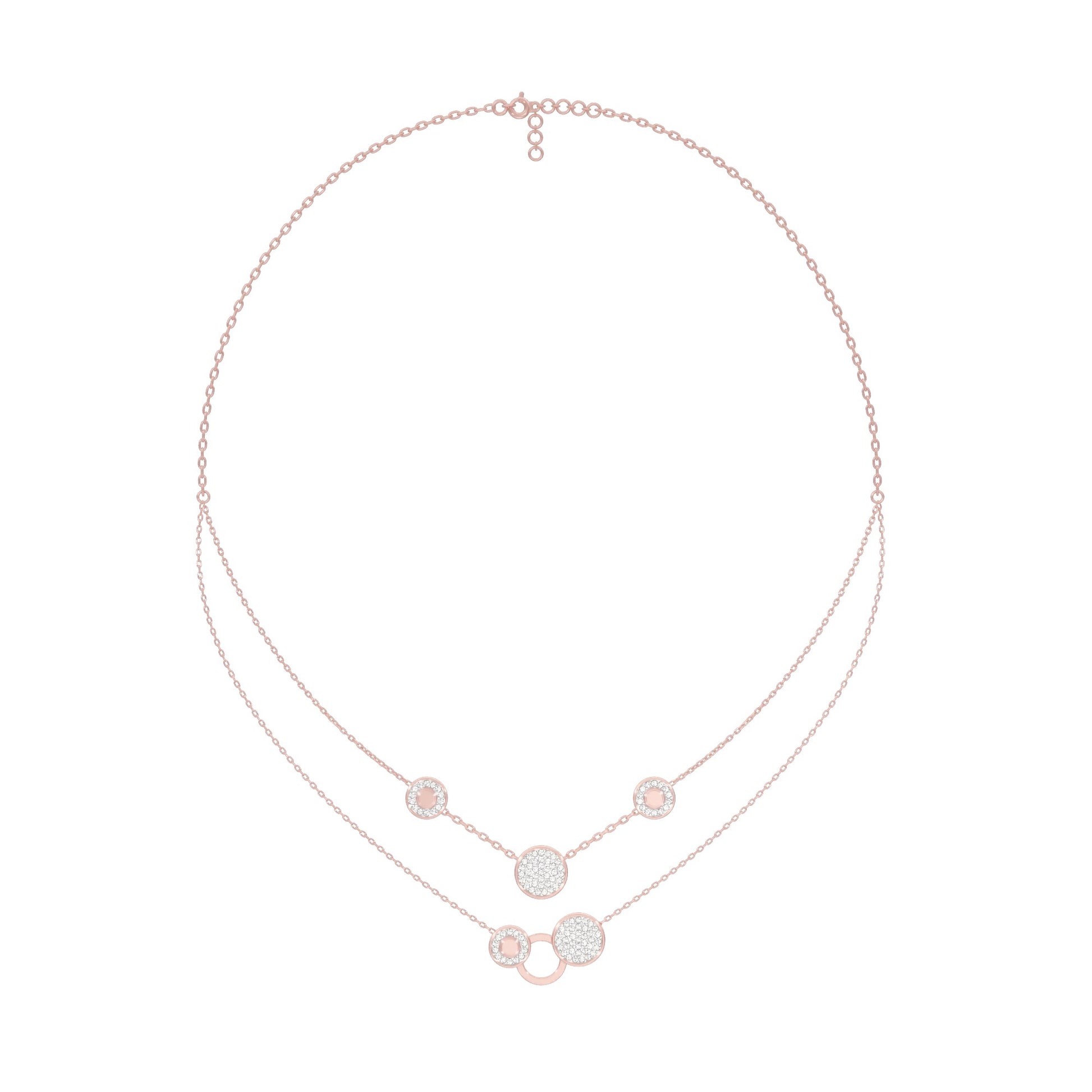 Soft Circular Motifs DIamond Necklace 18 KT / Rose Gold