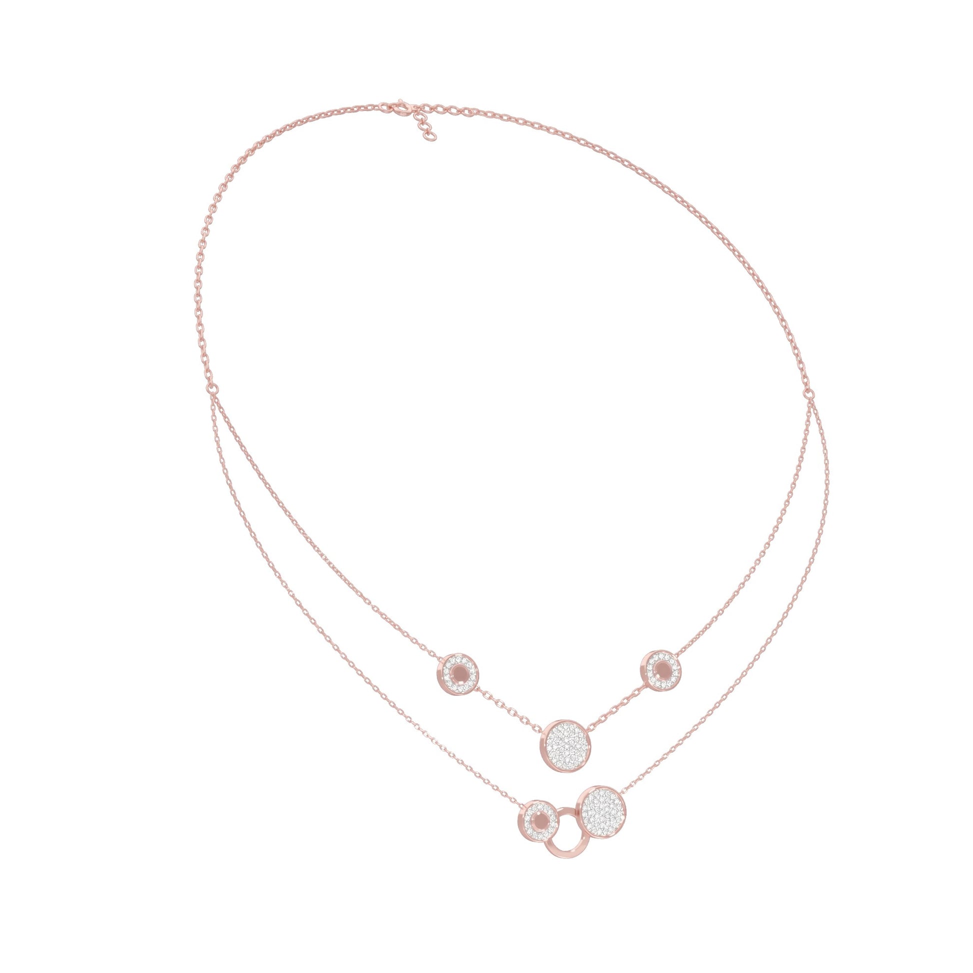 Soft Circular Motifs DIamond Necklace 18 KT / Rose Gold