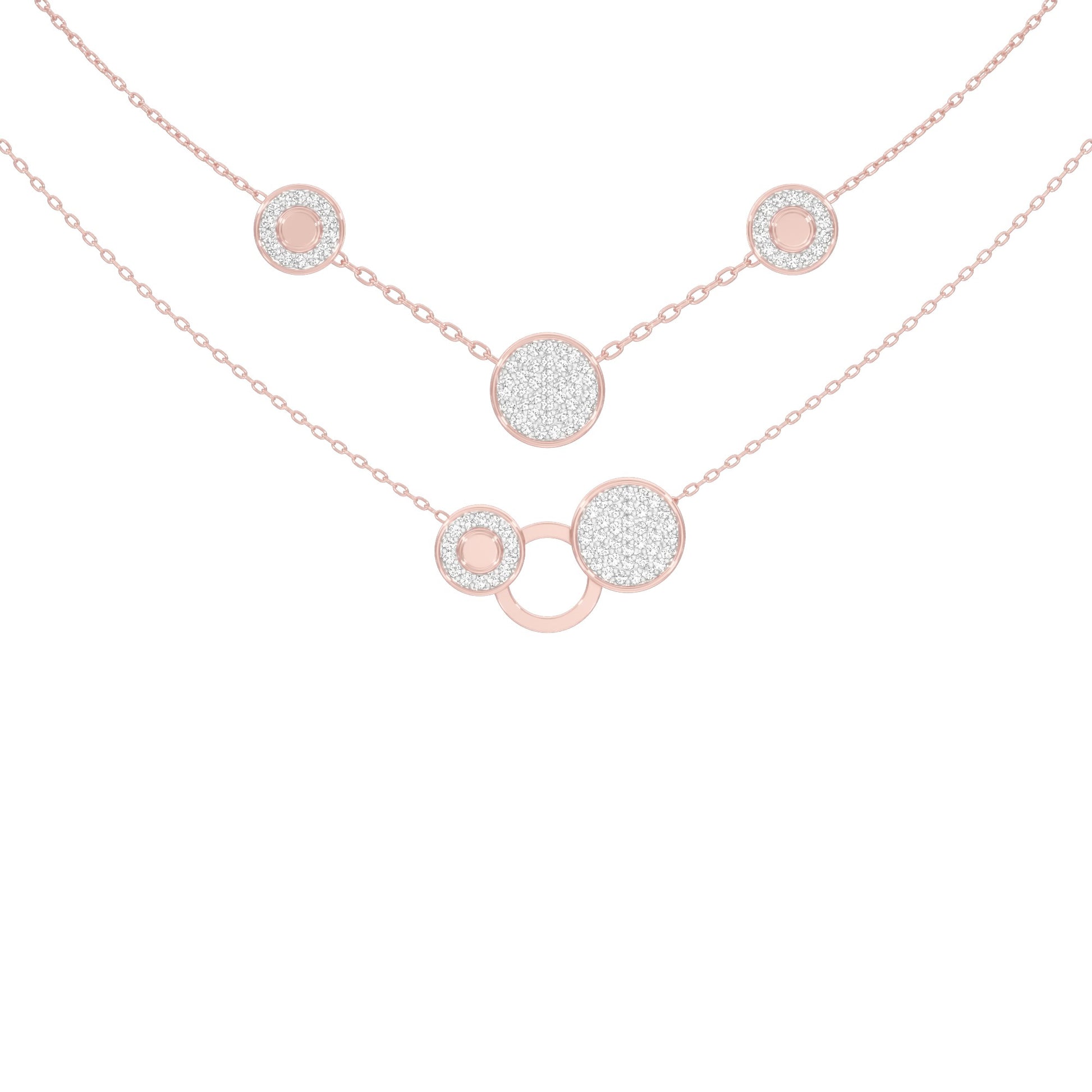 Soft Circular Motifs DIamond Necklace 18 KT / Rose Gold
