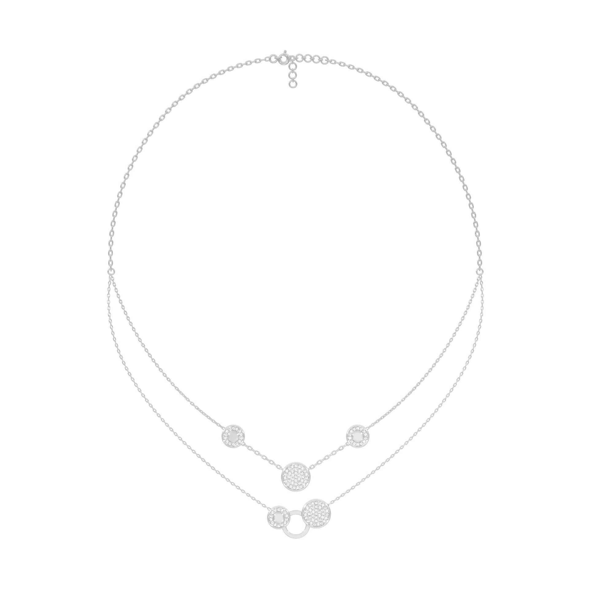 Soft Circular Motifs DIamond Necklace 18 KT / White Gold