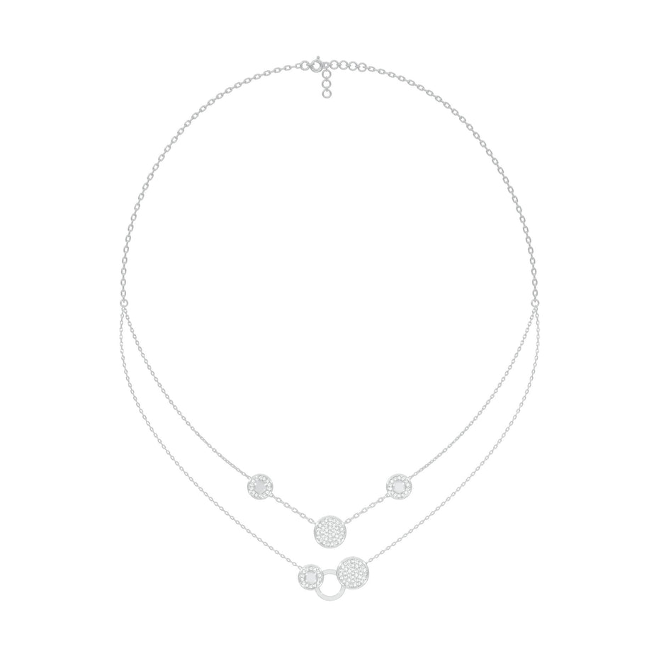 Soft Circular Motifs DIamond Necklace 18 KT / White Gold