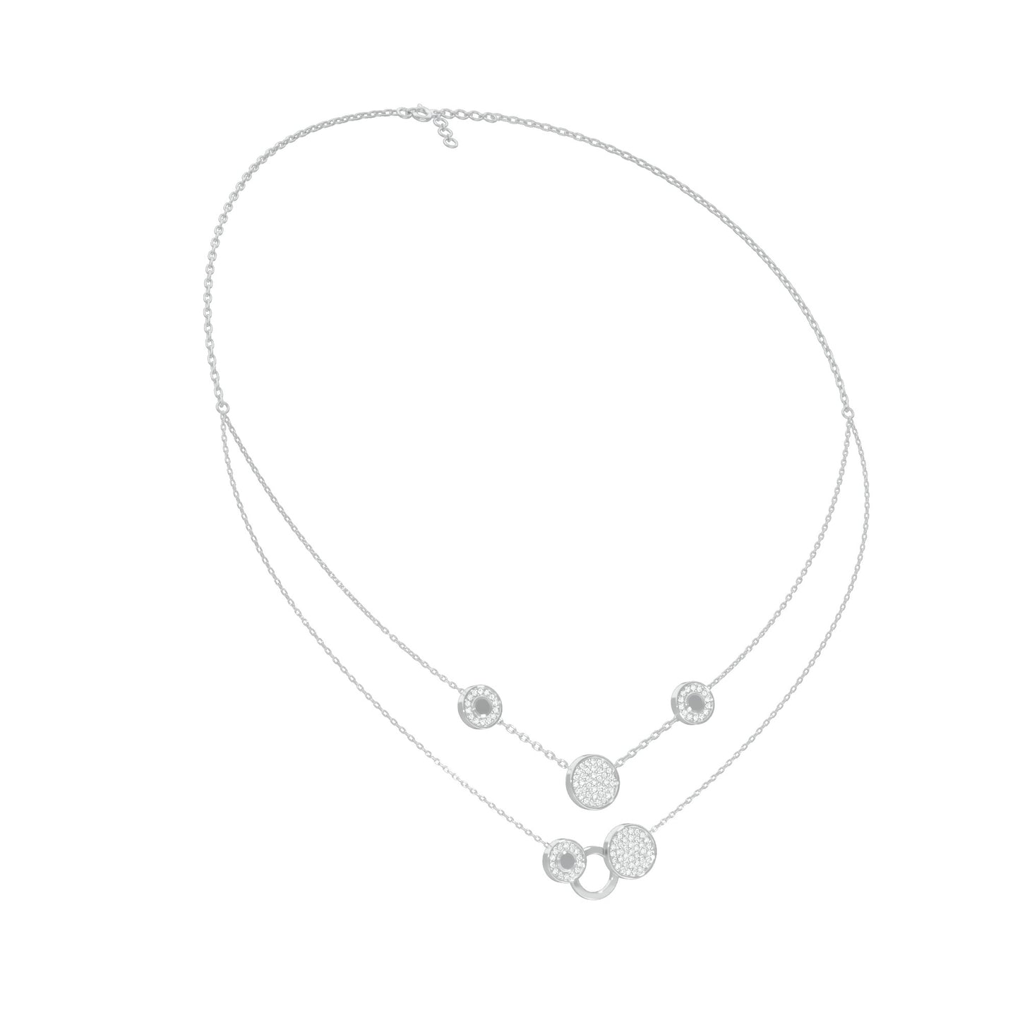 Soft Circular Motifs DIamond Necklace 18 KT / White Gold