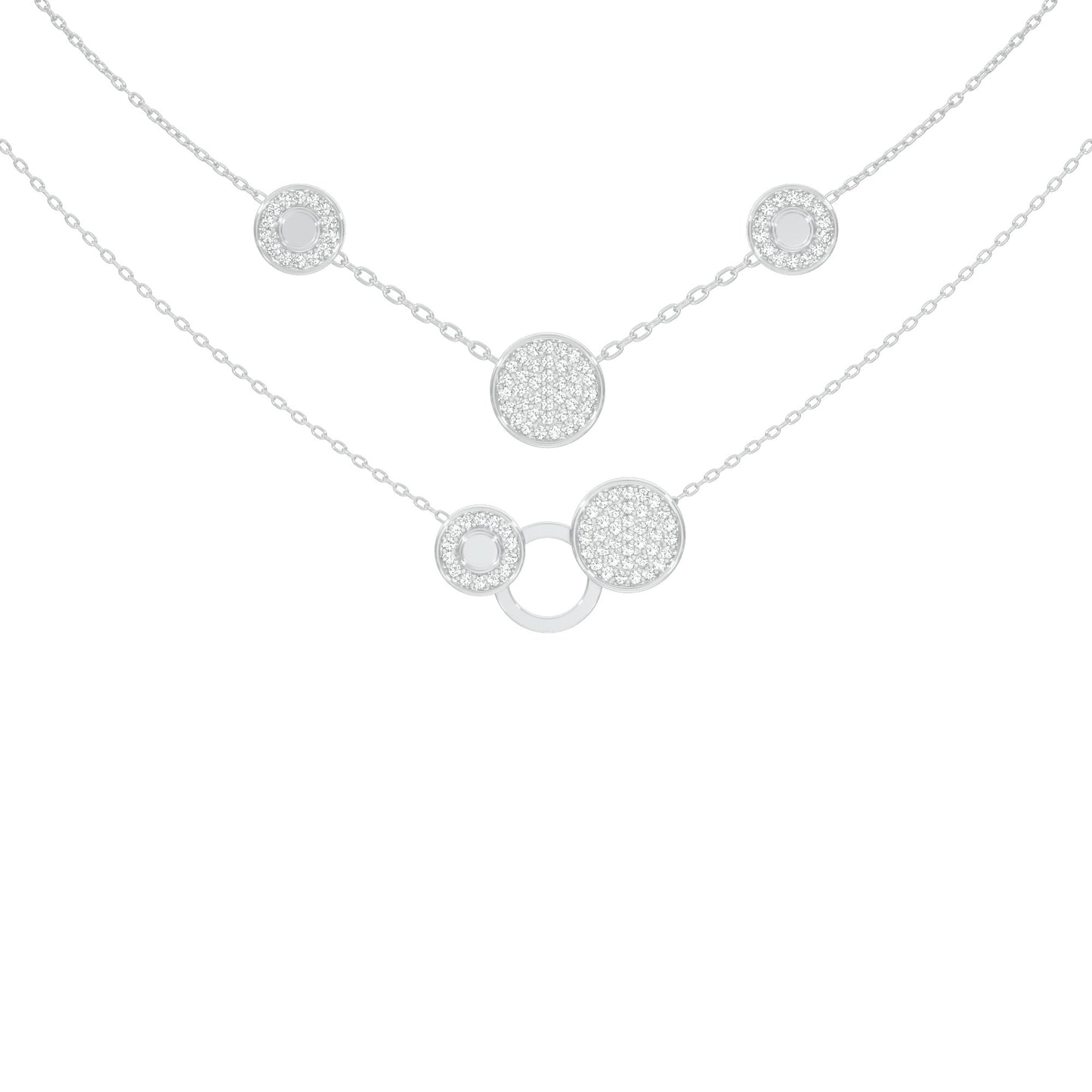 Soft Circular Motifs DIamond Necklace 18 KT / White Gold