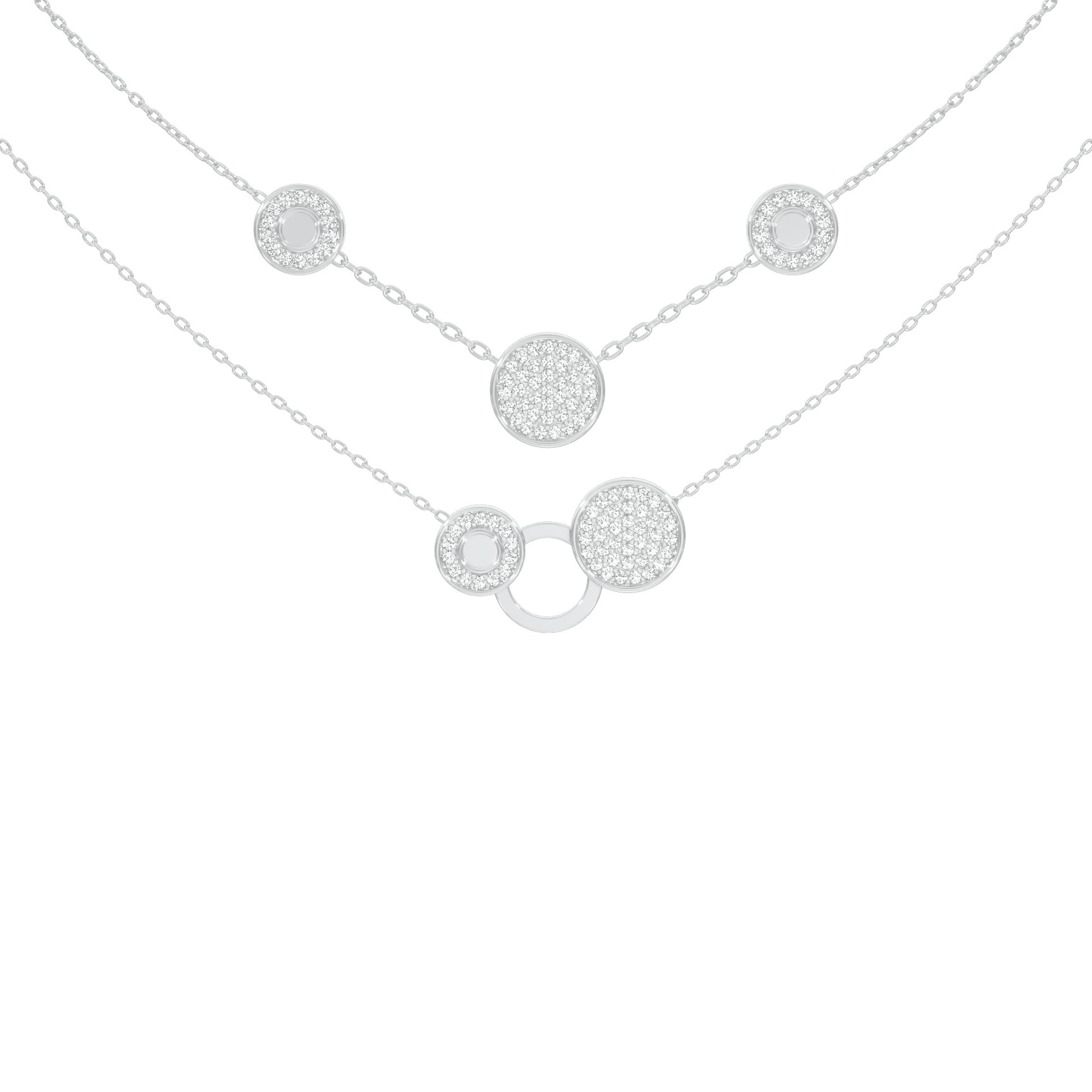 Soft Circular Motifs DIamond Necklace 18 KT / White Gold