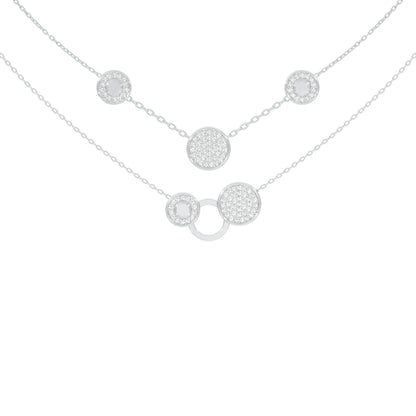 Soft Circular Motifs DIamond Necklace 18 KT / White Gold
