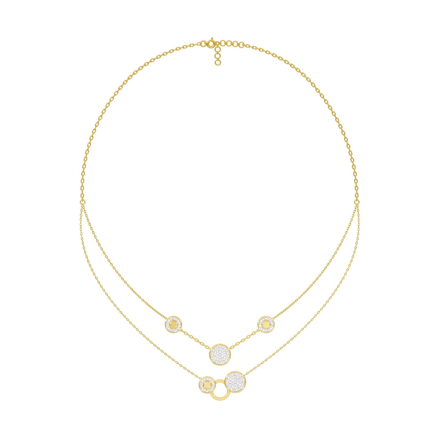 Soft Circular Motifs DIamond Necklace 18 KT / Yellow Gold