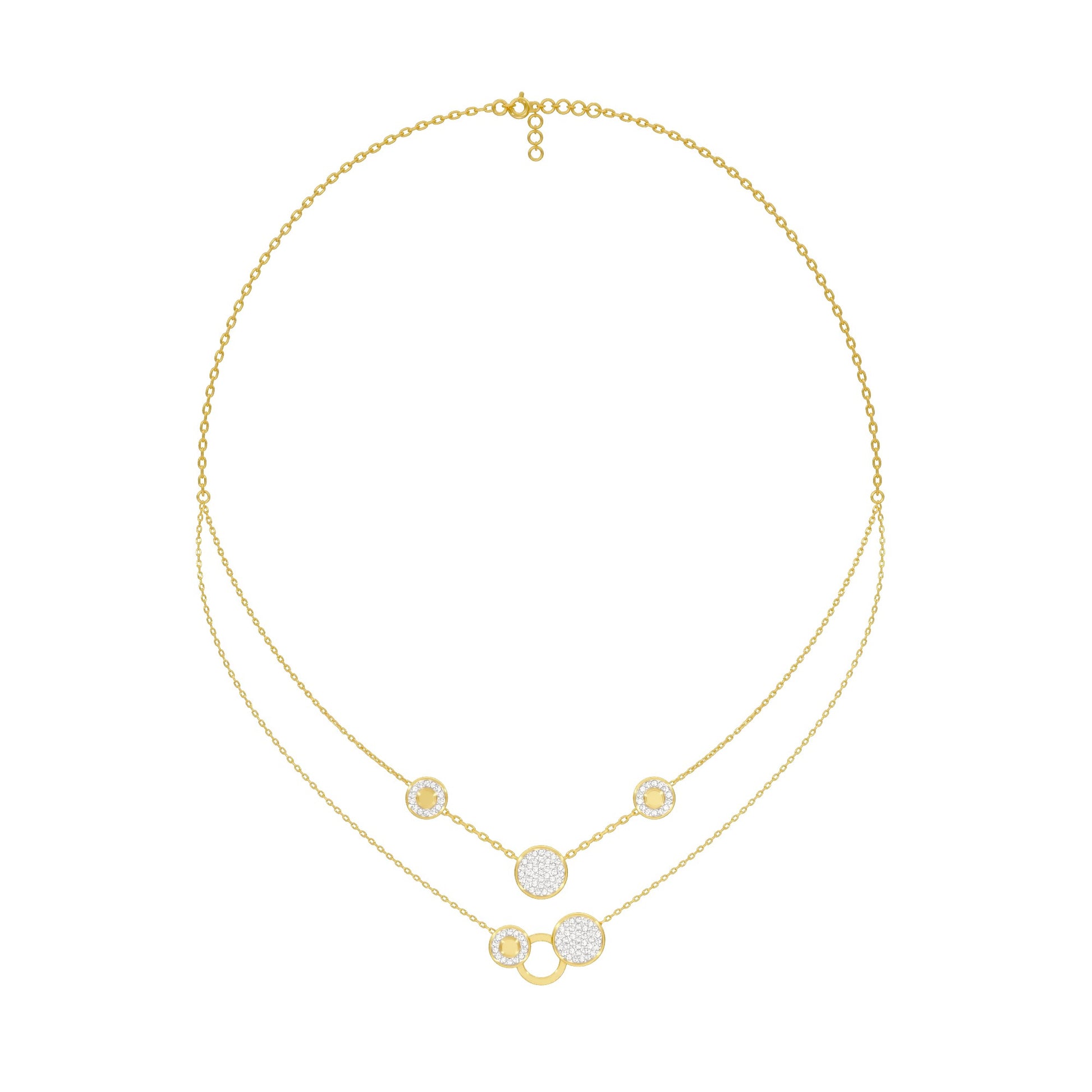 Soft Circular Motifs DIamond Necklace 18 KT / Yellow Gold