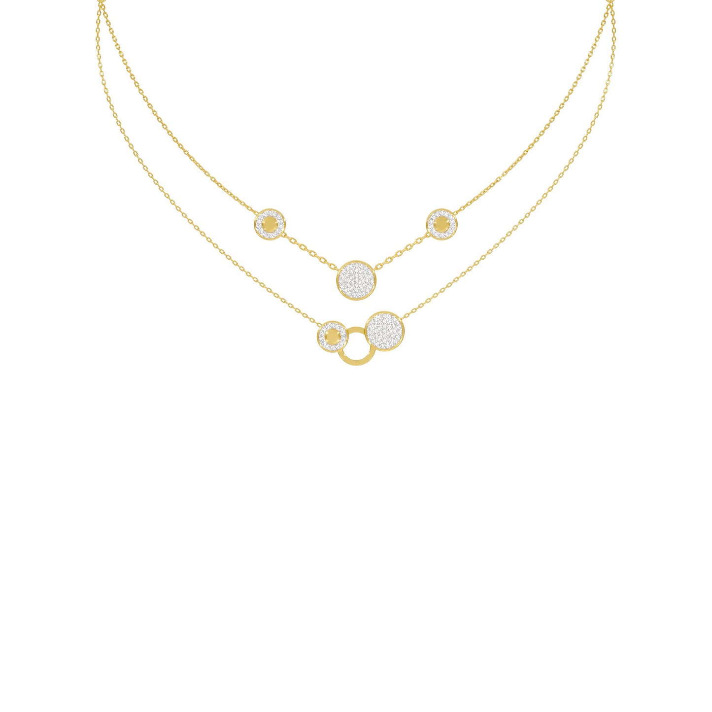 Soft Circular Motifs DIamond Necklace