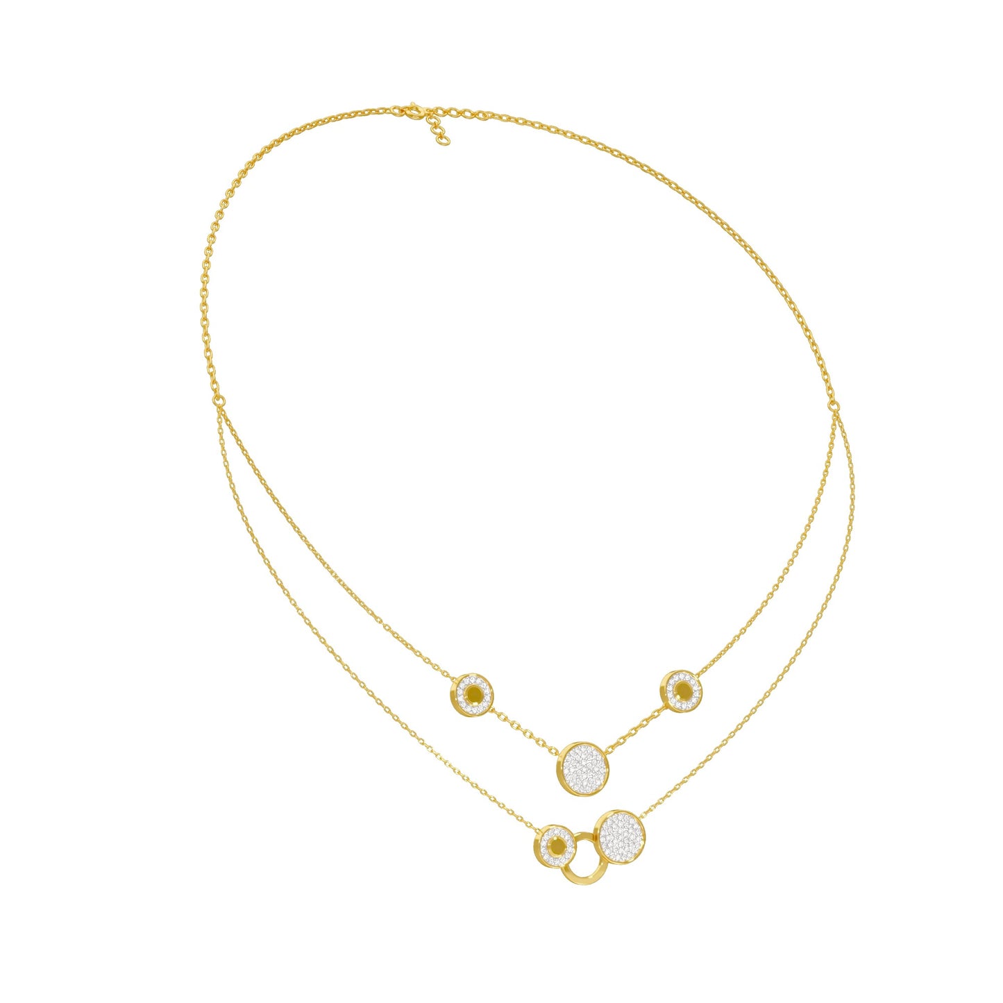 Soft Circular Motifs DIamond Necklace 18 KT / Yellow Gold