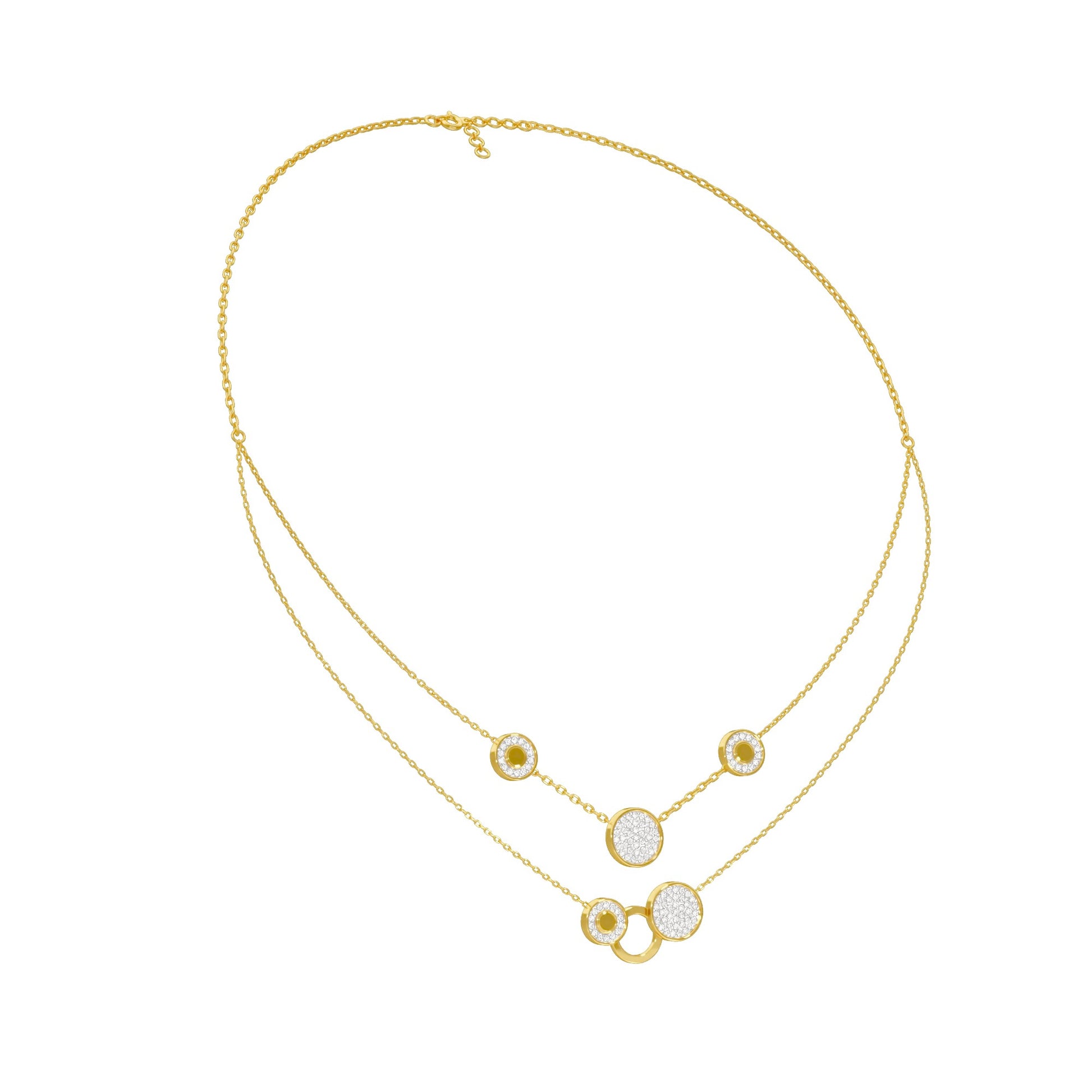Soft Circular Motifs DIamond Necklace 18 KT / Yellow Gold