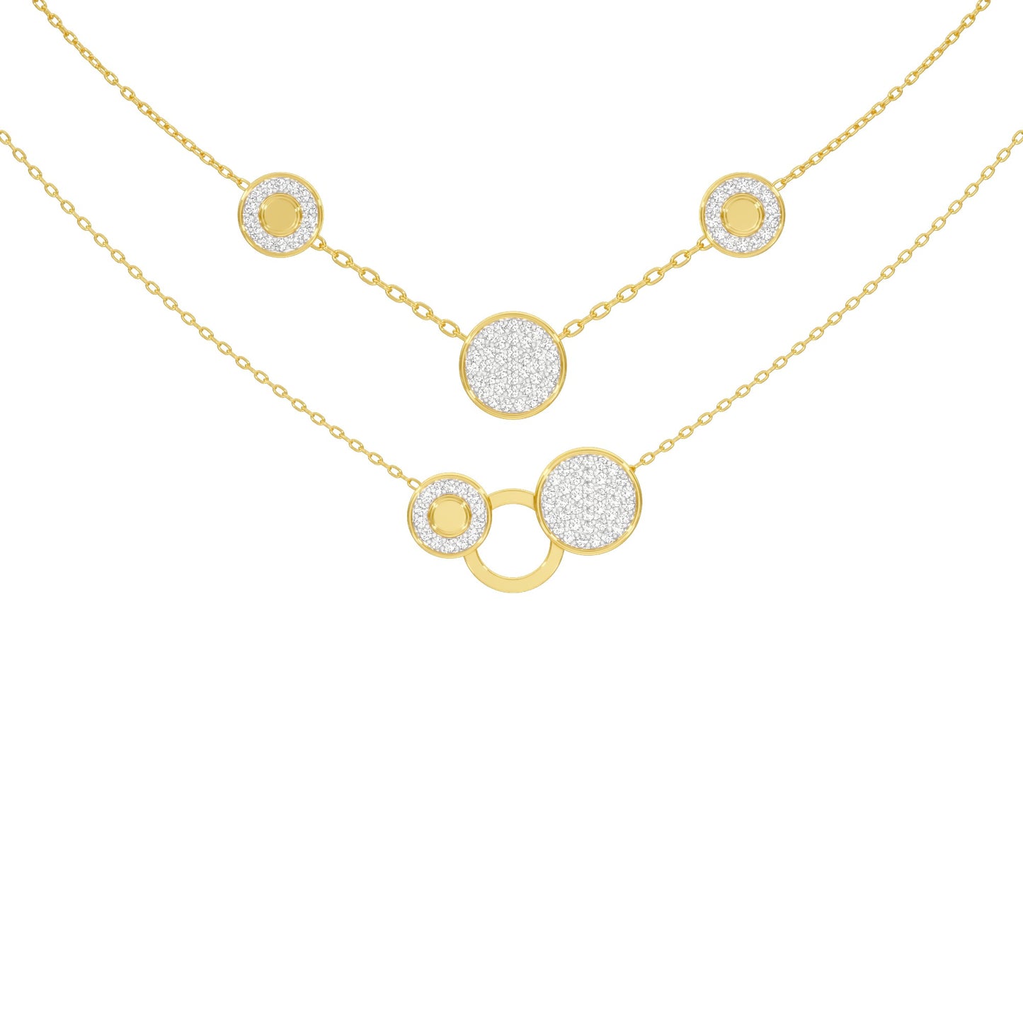 Soft Circular Motifs DIamond Necklace 18 KT / Yellow Gold