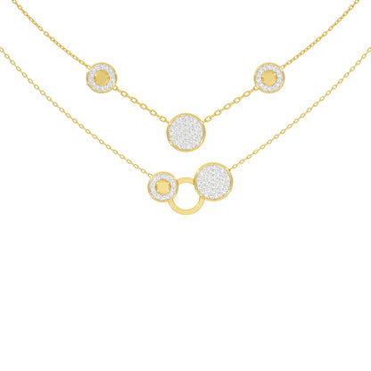 Soft Circular Motifs DIamond Necklace 18 KT / Yellow Gold