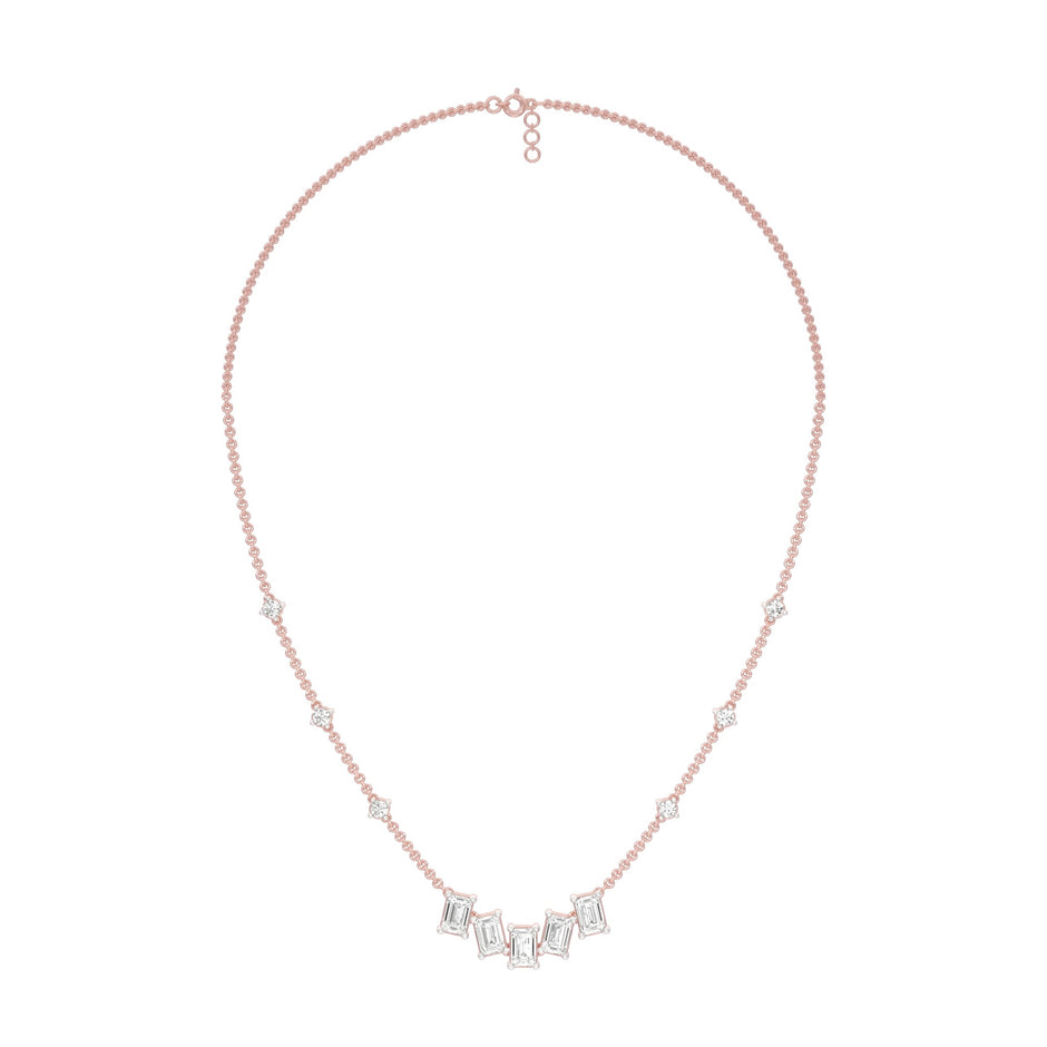 Uneven Clusters Diamond Necklace 18 KT / Rose Gold