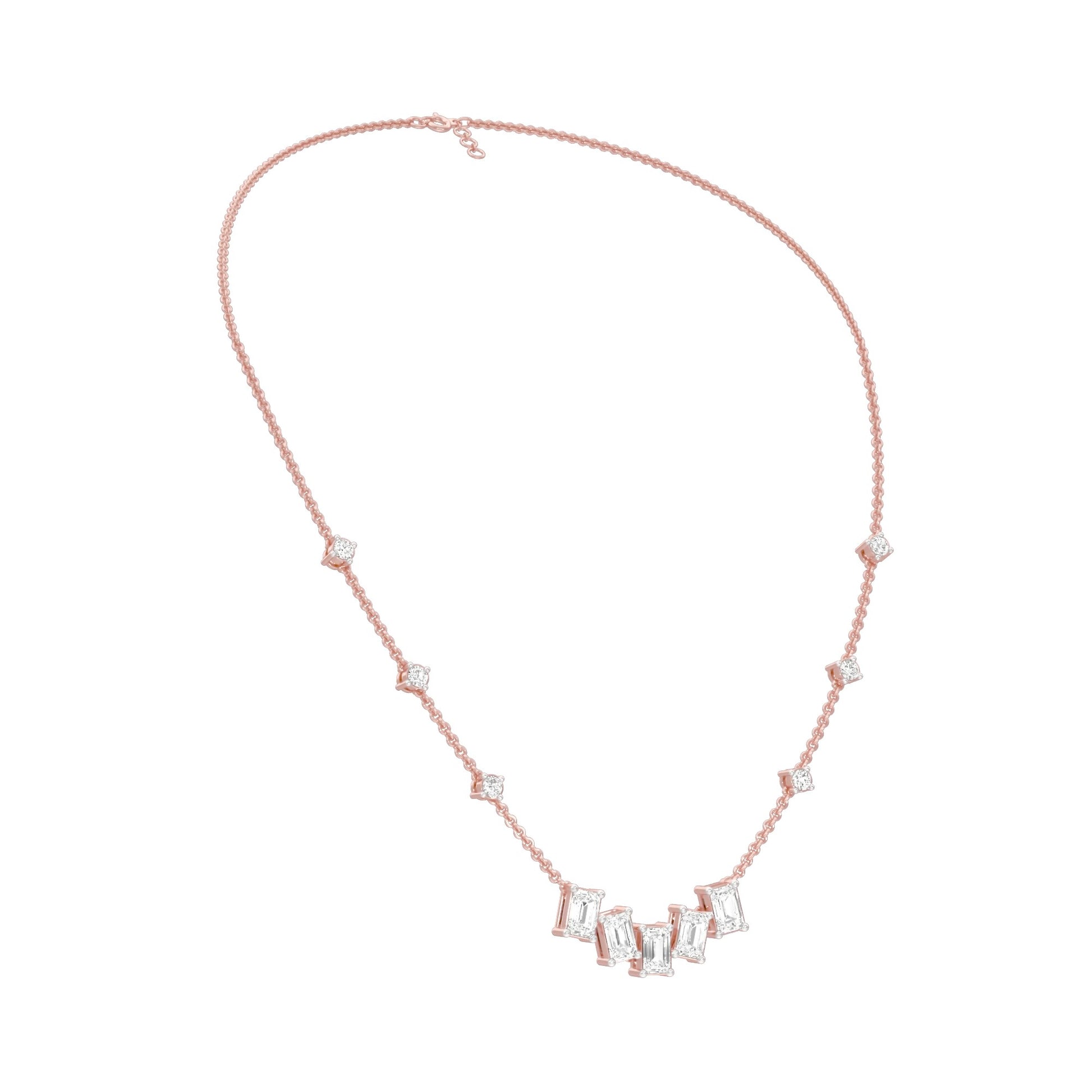 Uneven Clusters Diamond Necklace 18 KT / Rose Gold