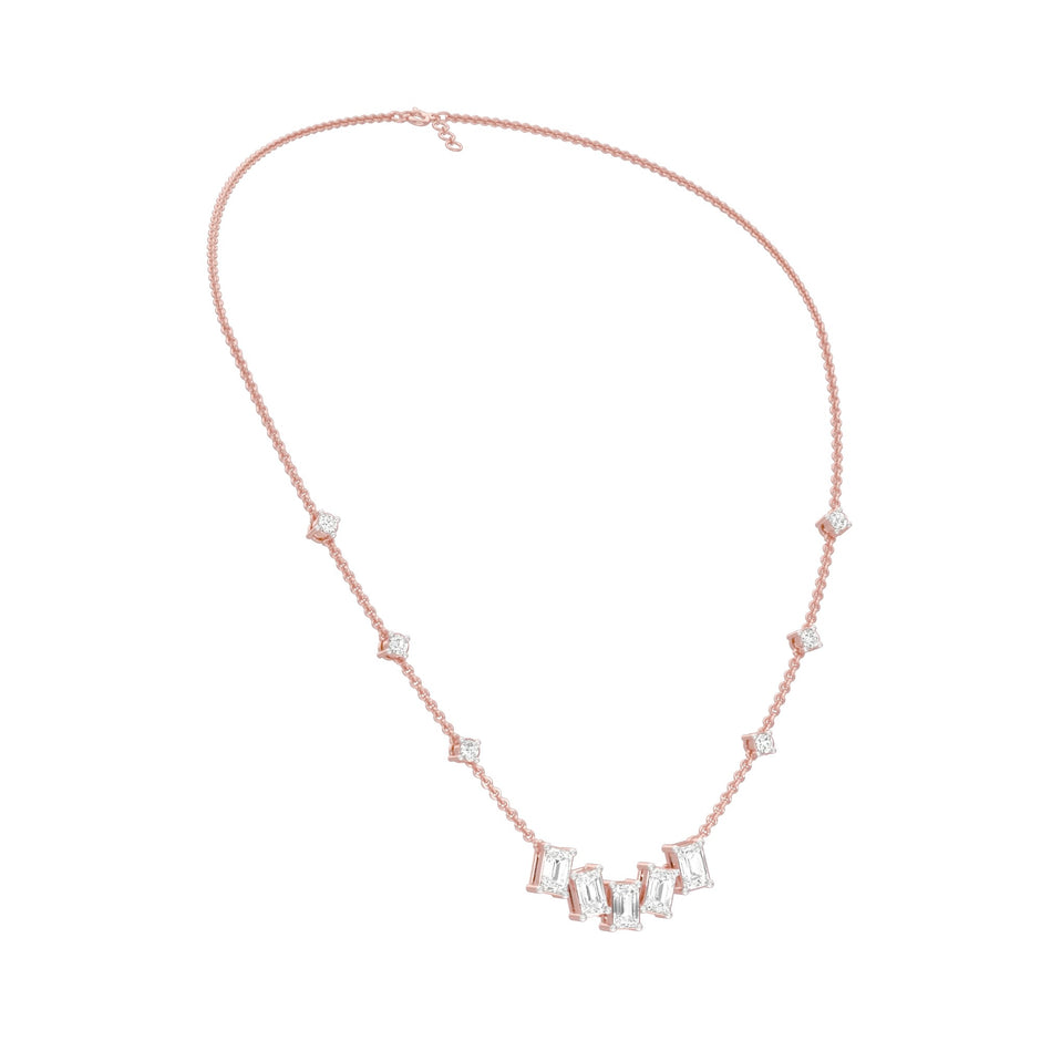 Uneven Clusters Diamond Necklace 18 KT / Rose Gold