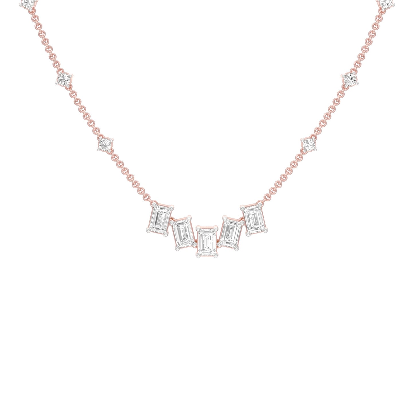 Uneven Clusters Diamond Necklace 18 KT / Rose Gold