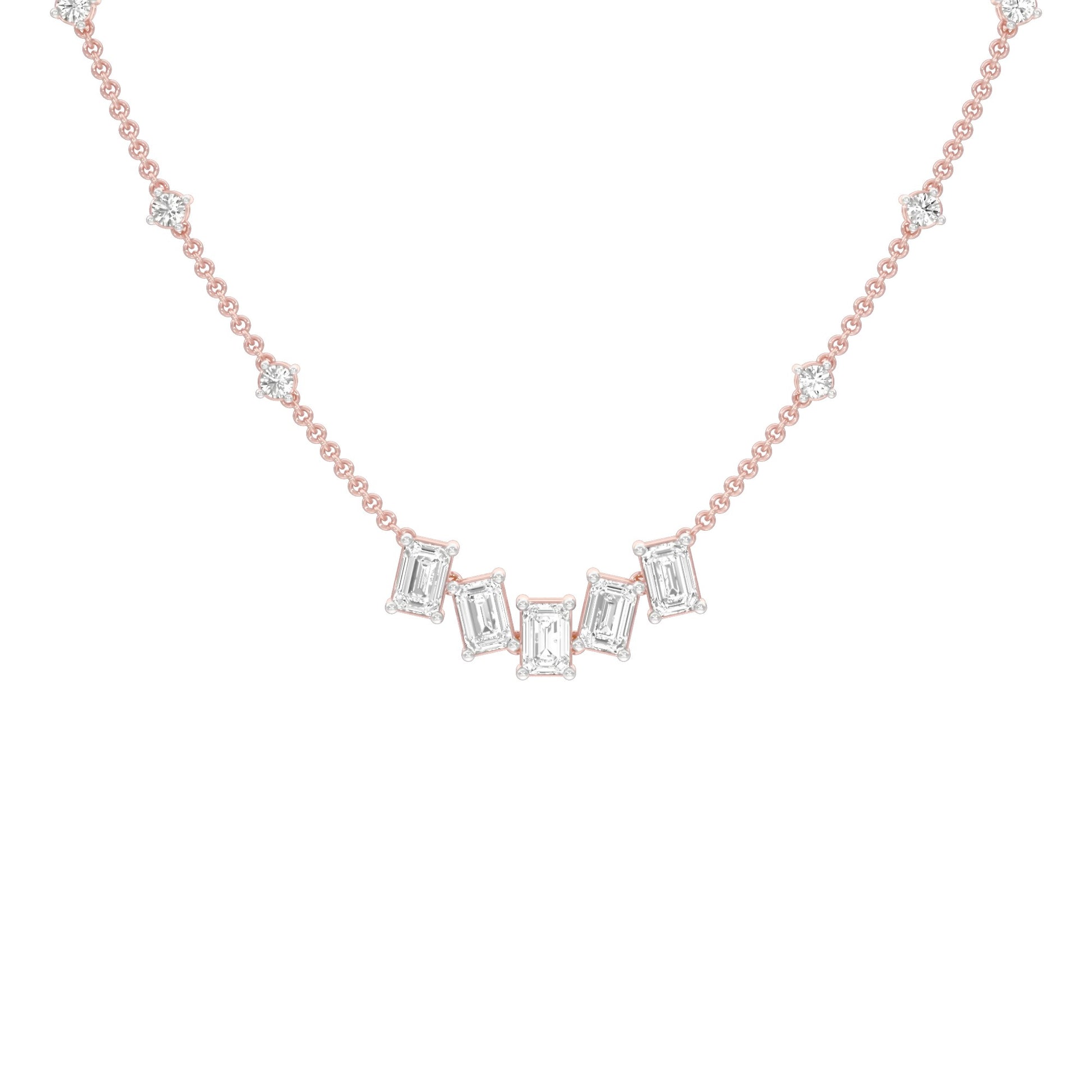 Uneven Clusters Diamond Necklace 18 KT / Rose Gold