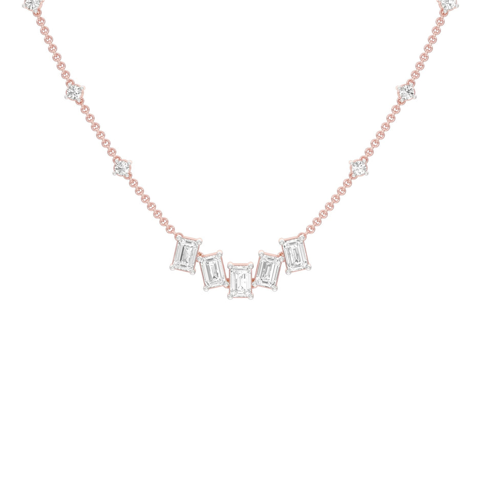 Uneven Clusters Diamond Necklace 18 KT / Rose Gold