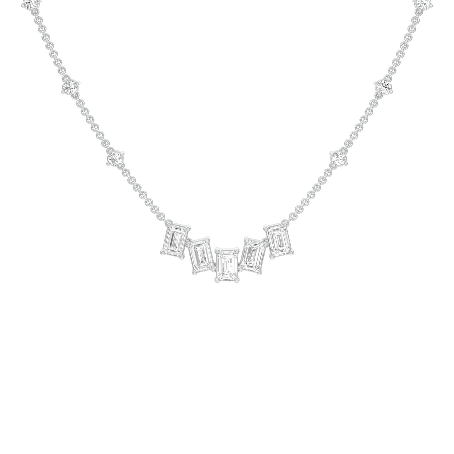 Uneven Clusters Diamond Necklace 18 KT / White Gold