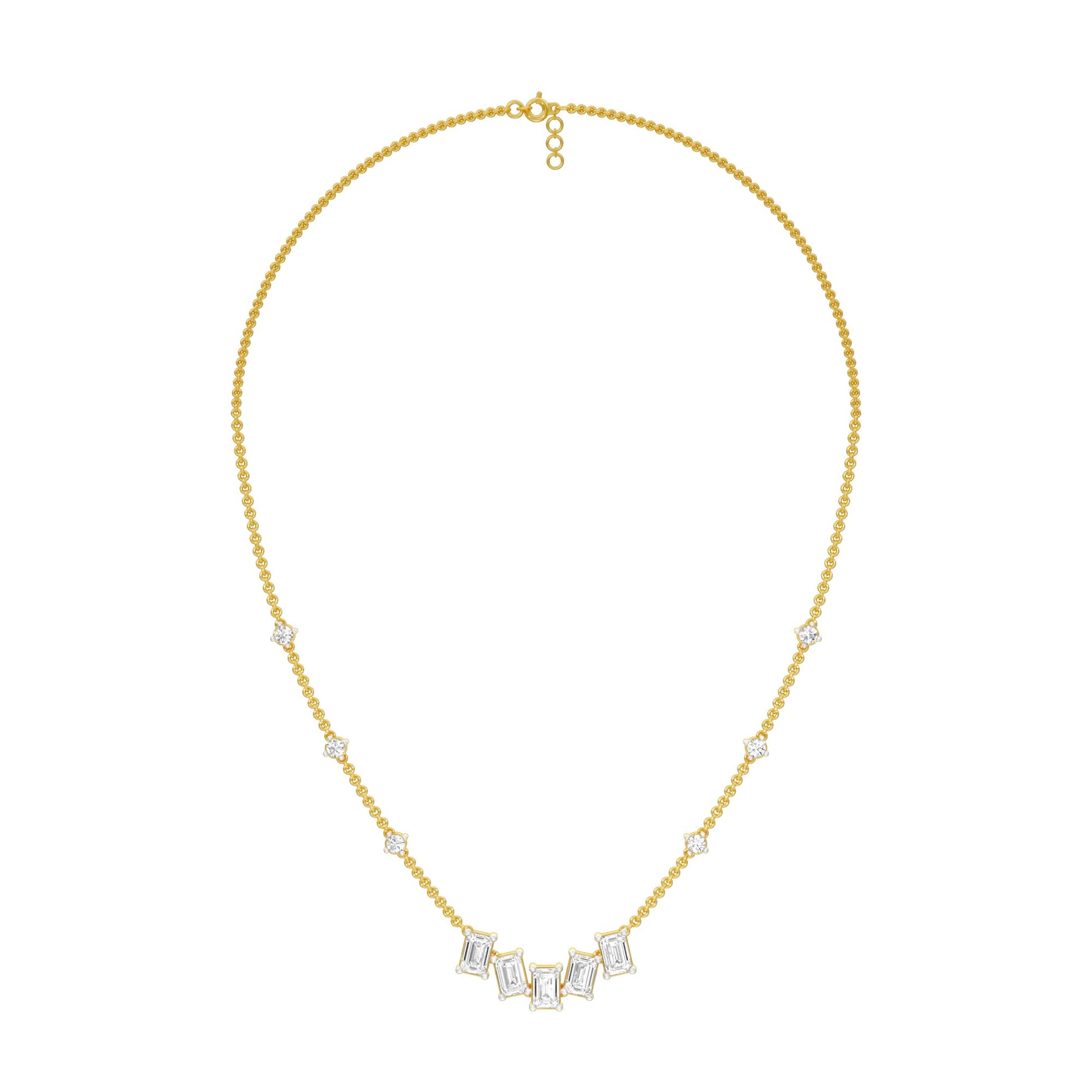 Uneven Clusters Diamond Necklace 18 KT / Yellow Gold