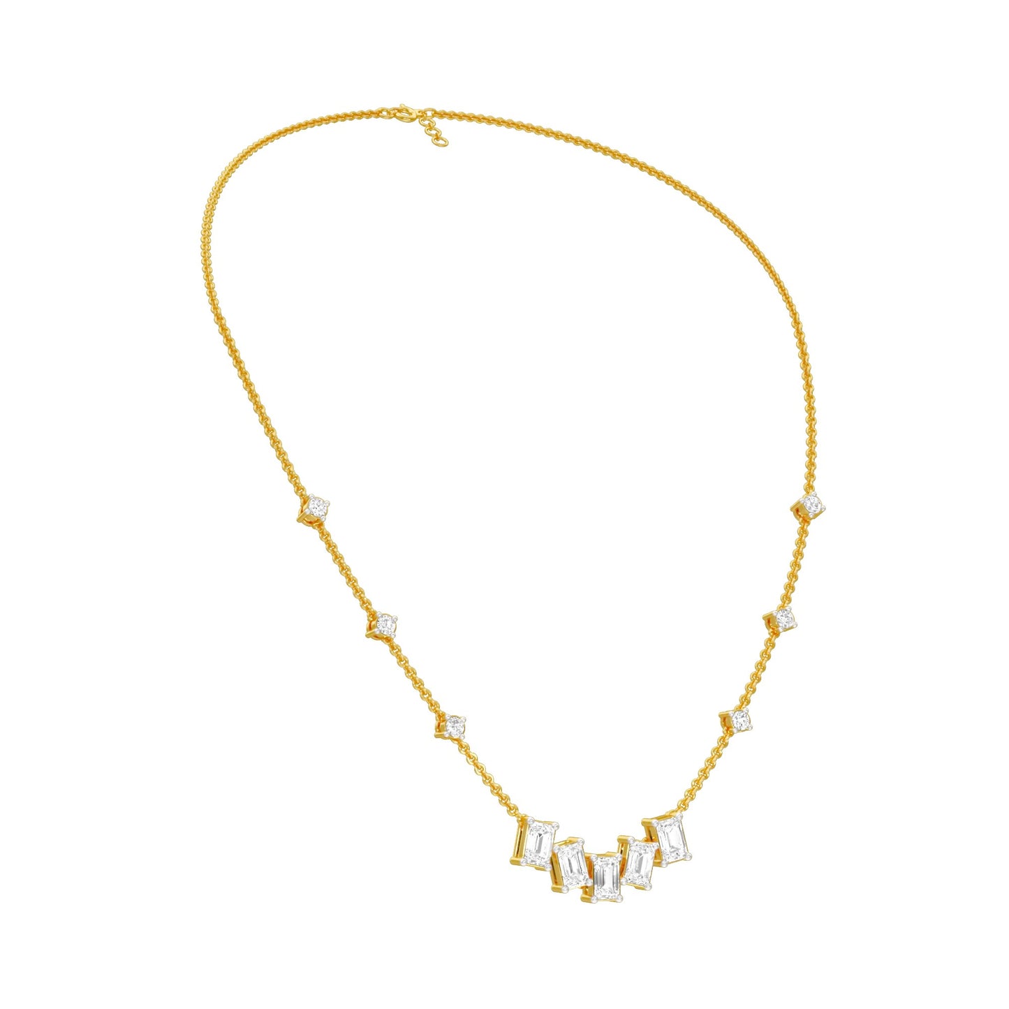 Uneven Clusters Diamond Necklace 18 KT / Yellow Gold