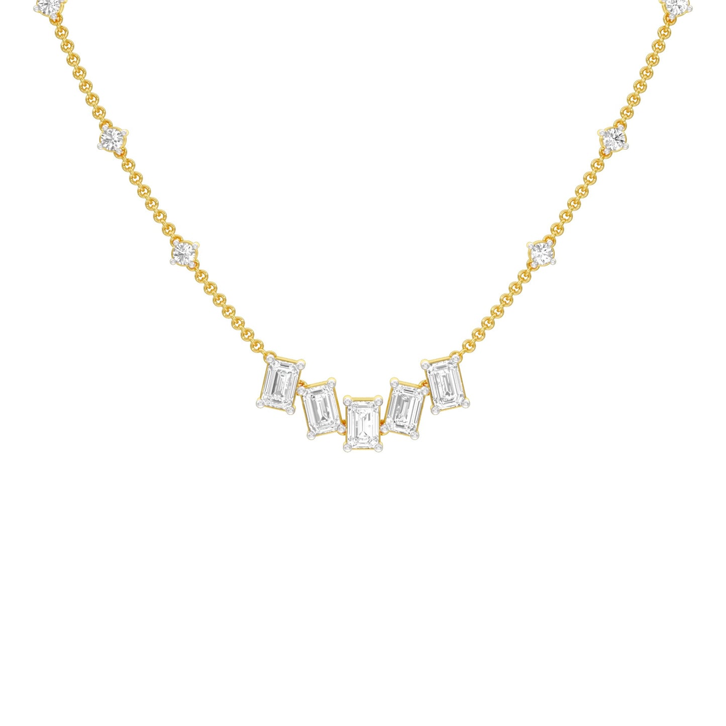 Uneven Clusters Diamond Necklace 18 KT / Yellow Gold