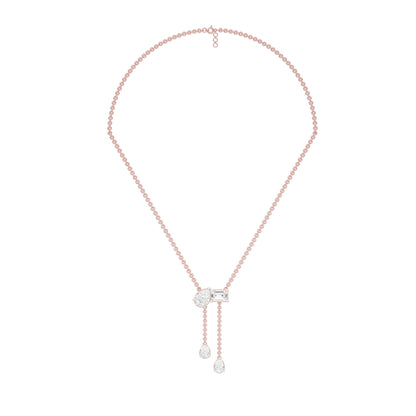 Dangling Drops Y Diamond Necklace 18 KT / Rose Gold