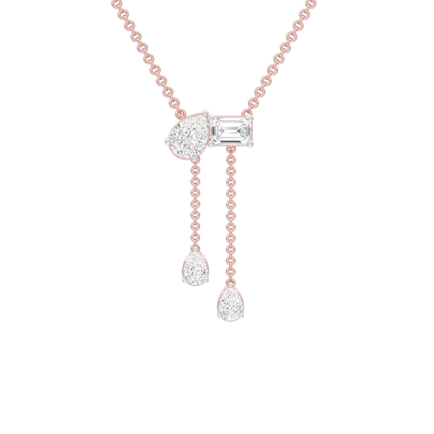 Dangling Drops Y Diamond Necklace 18 KT / Rose Gold