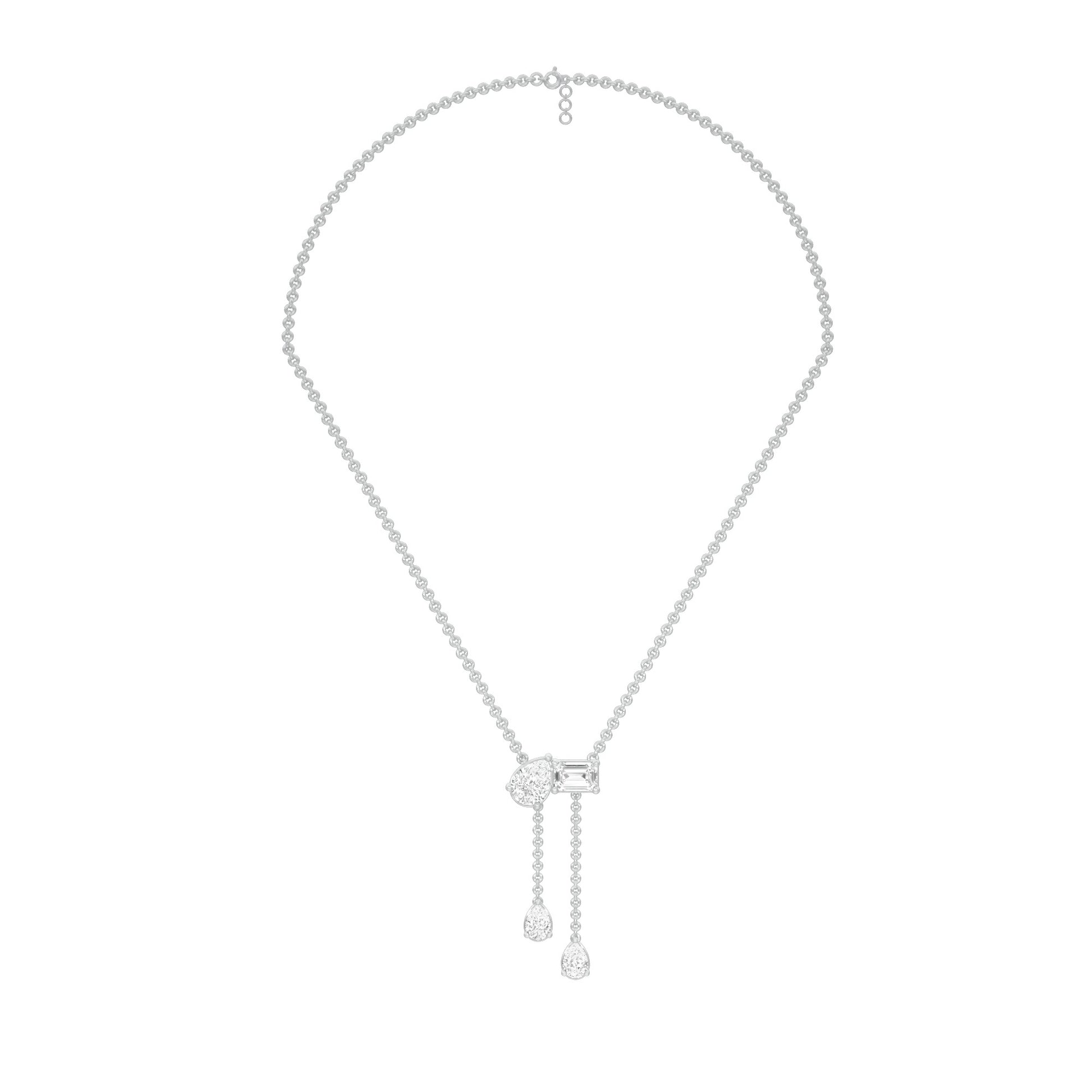 Dangling Drops Y Diamond Necklace 18 KT / White Gold