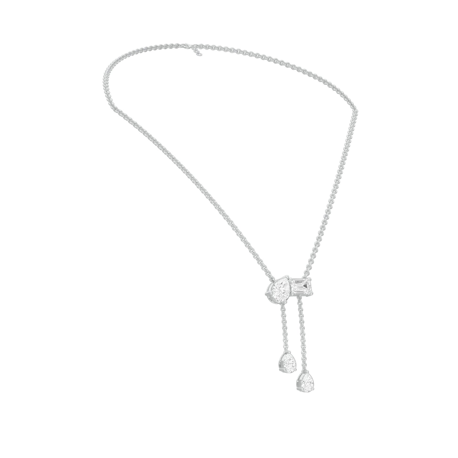 Dangling Drops Y Diamond Necklace 18 KT / White Gold