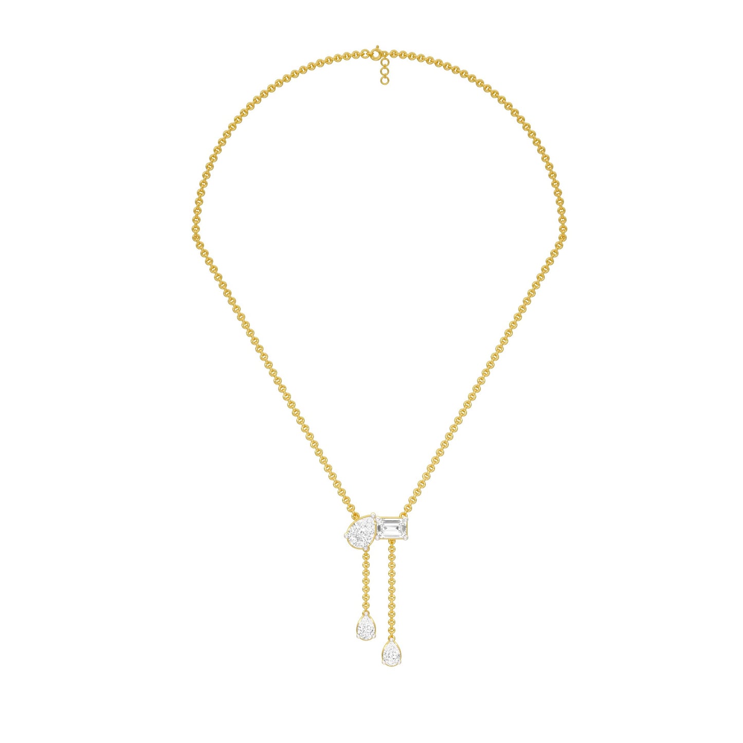 Dangling Drops Y Diamond Necklace 18 KT / Yellow Gold